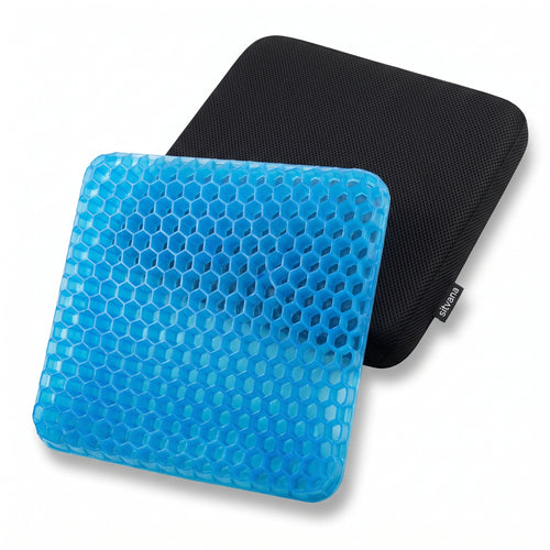 Sitvana Gel-Sitzkissen – Produktbild – Gel und schwarzer Bezug